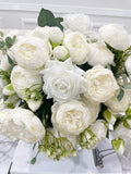 X-Large White Faux Rose and Peony Centerpiece - Flovery