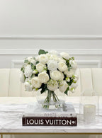 X-Large White Faux Rose and Peony Centerpiece - Flovery