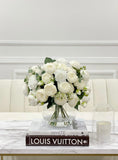 X-Large White Faux Rose and Peony Centerpiece - Flovery