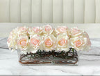 Modern Long Cream Real Touch Roses Arrangement - Flovery