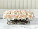Modern Long Cream Real Touch Roses Arrangement - Flovery