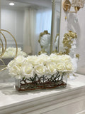Modern Long Cream Real Touch Roses Arrangement - Flovery