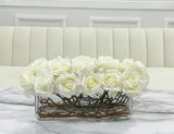 Modern Long Cream Real Touch Roses Arrangement - Flovery