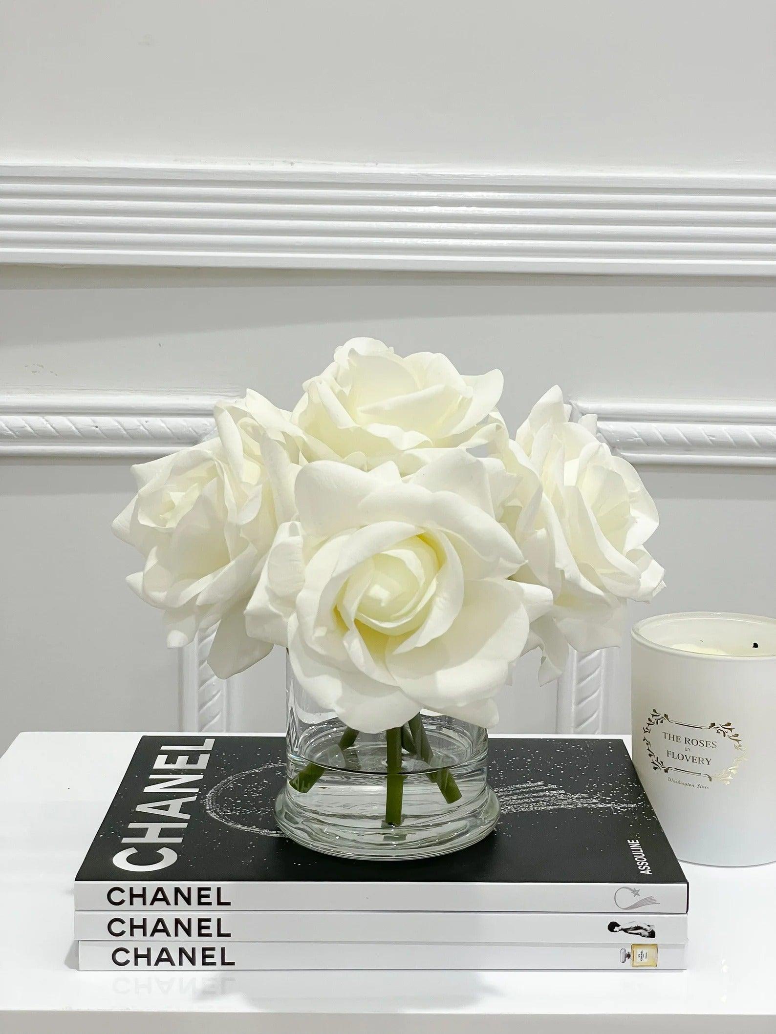 Real Touch Large Roses Arrangement Candleholder Vase - Flovery Main image