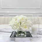 Premium Real Touch Forever White Roses Arrangement - Flovery