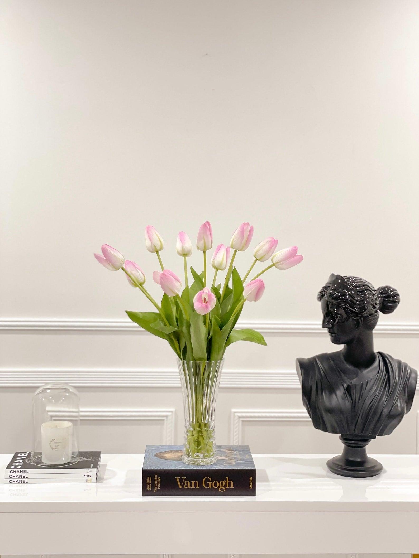 Tall Modern Centerpiece of Blush Pink Real Touch Tulips Secondary image