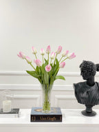 Tall Modern Centerpiece of Blush Pink Real Touch Tulips - Flovery