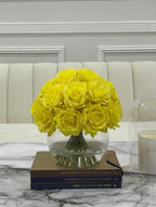 Real Touch White Rose Centerpiece Round Vase - Flovery