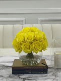 Real Touch White Rose Centerpiece Round Vase - Flovery