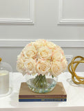 Real Touch White Rose Centerpiece Round Vase - Flovery