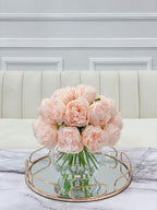 Large Head Silk Peony Arrangement in Glass Vase - Flovery