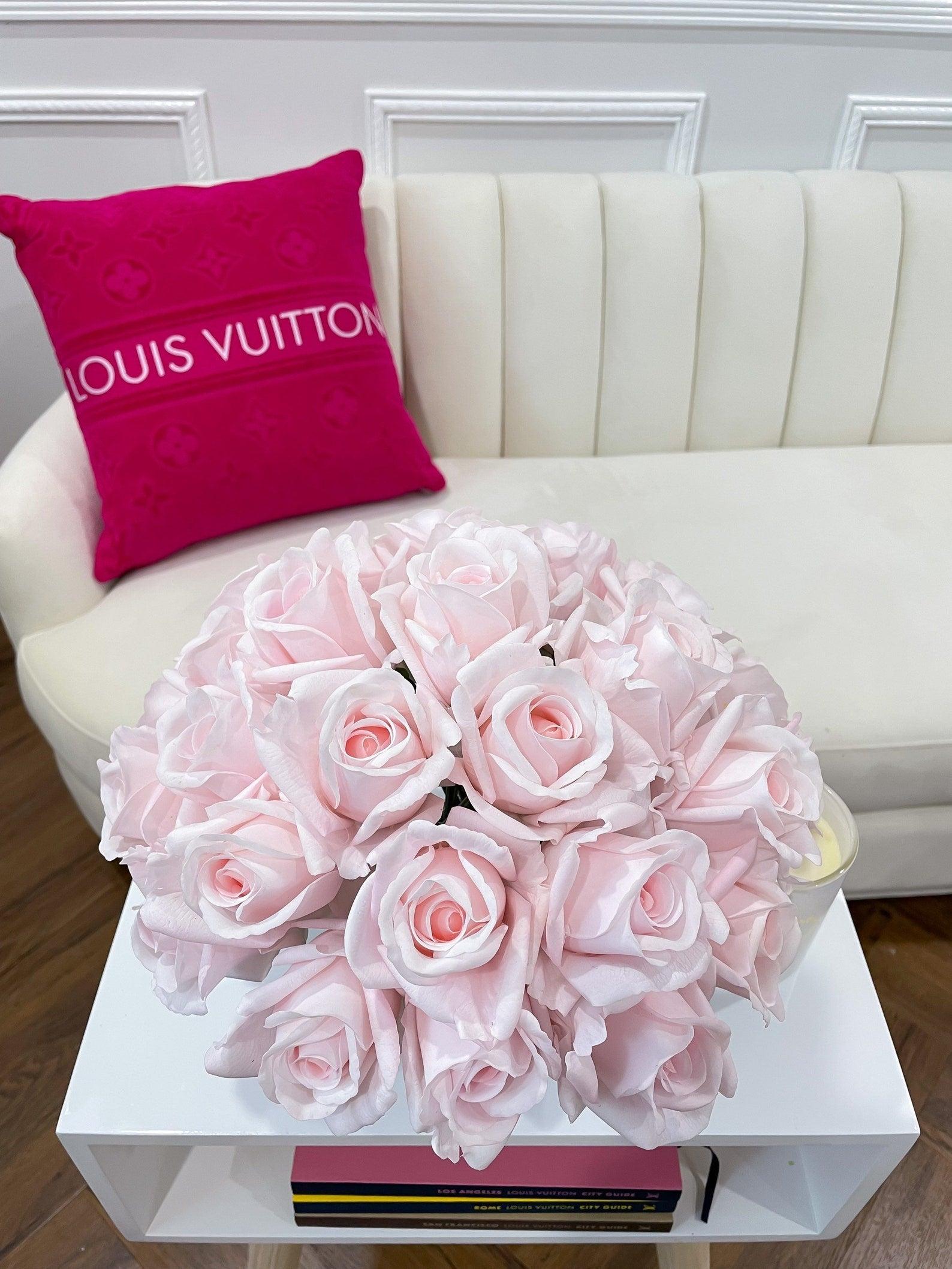 Exclusive Large Real Touch Pink Roses Centerpiece Arrangement Secondary image