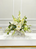 Large Real Touch Silk White Magnolia in A Goblet Glass Vase - Flovery