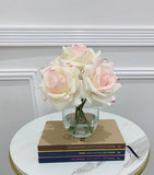 Elegant Real Touch Large Rose Arrangement in Glass Vase - Flovery