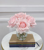 Elegant Real Touch Large Rose Arrangement in Glass Vase - Flovery