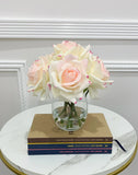 Elegant Real Touch Large Rose Arrangement in Glass Vase - Flovery