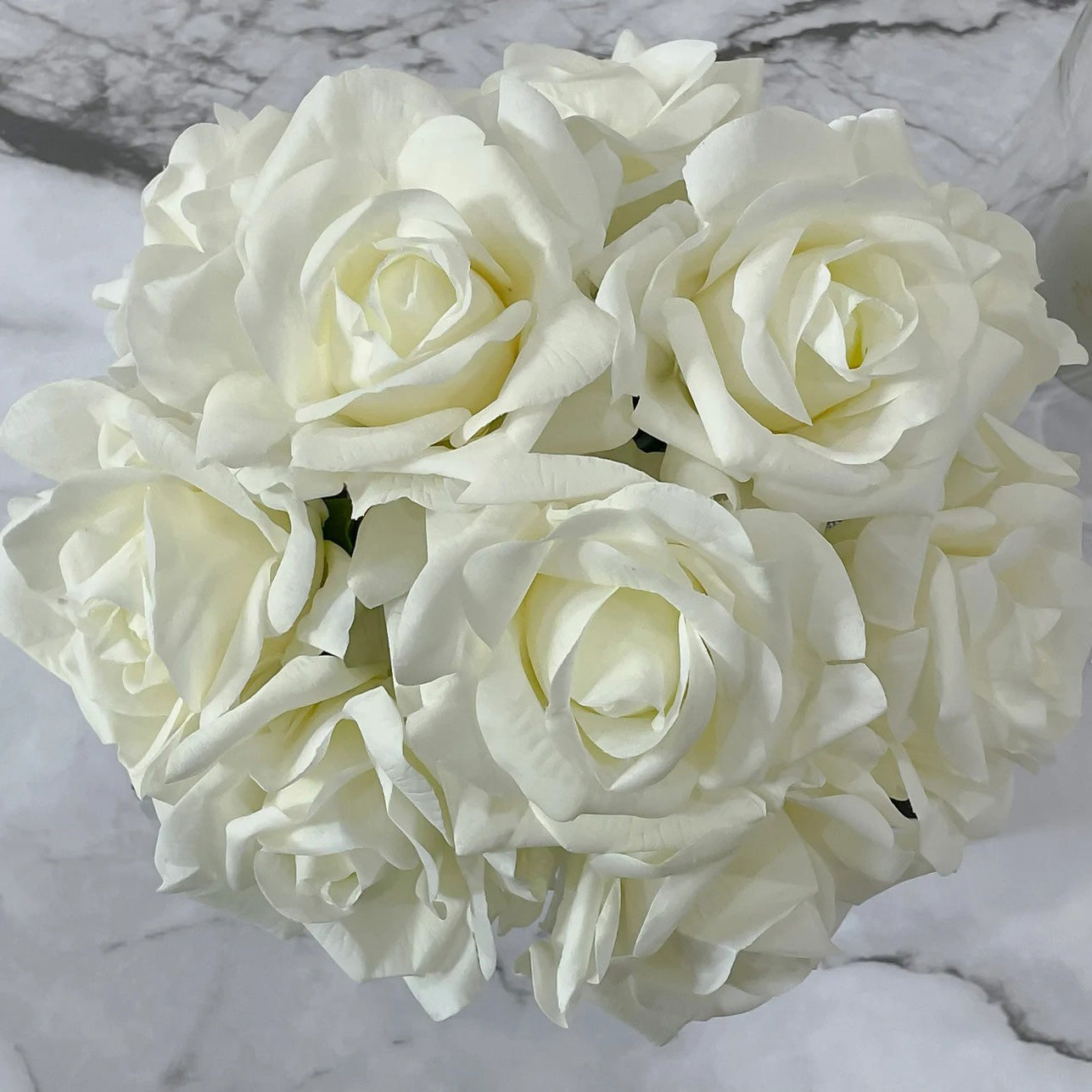 Premium Real Touch Forever White Roses Arrangement - Flovery