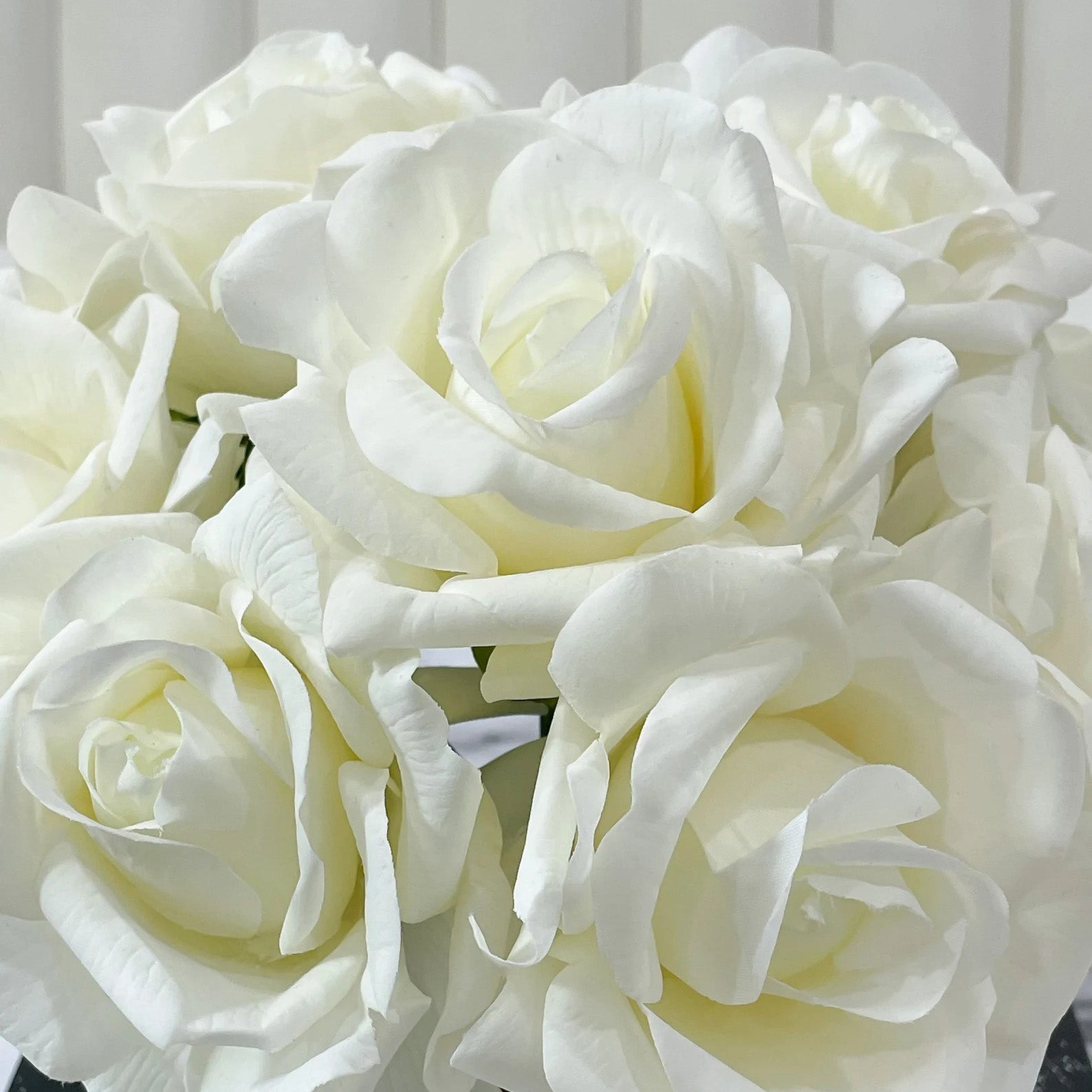 Premium Real Touch Forever White Roses Arrangement - Flovery