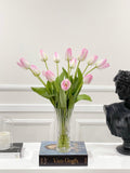 Tall Modern Centerpiece of Blush Pink Real Touch Tulips - Flovery