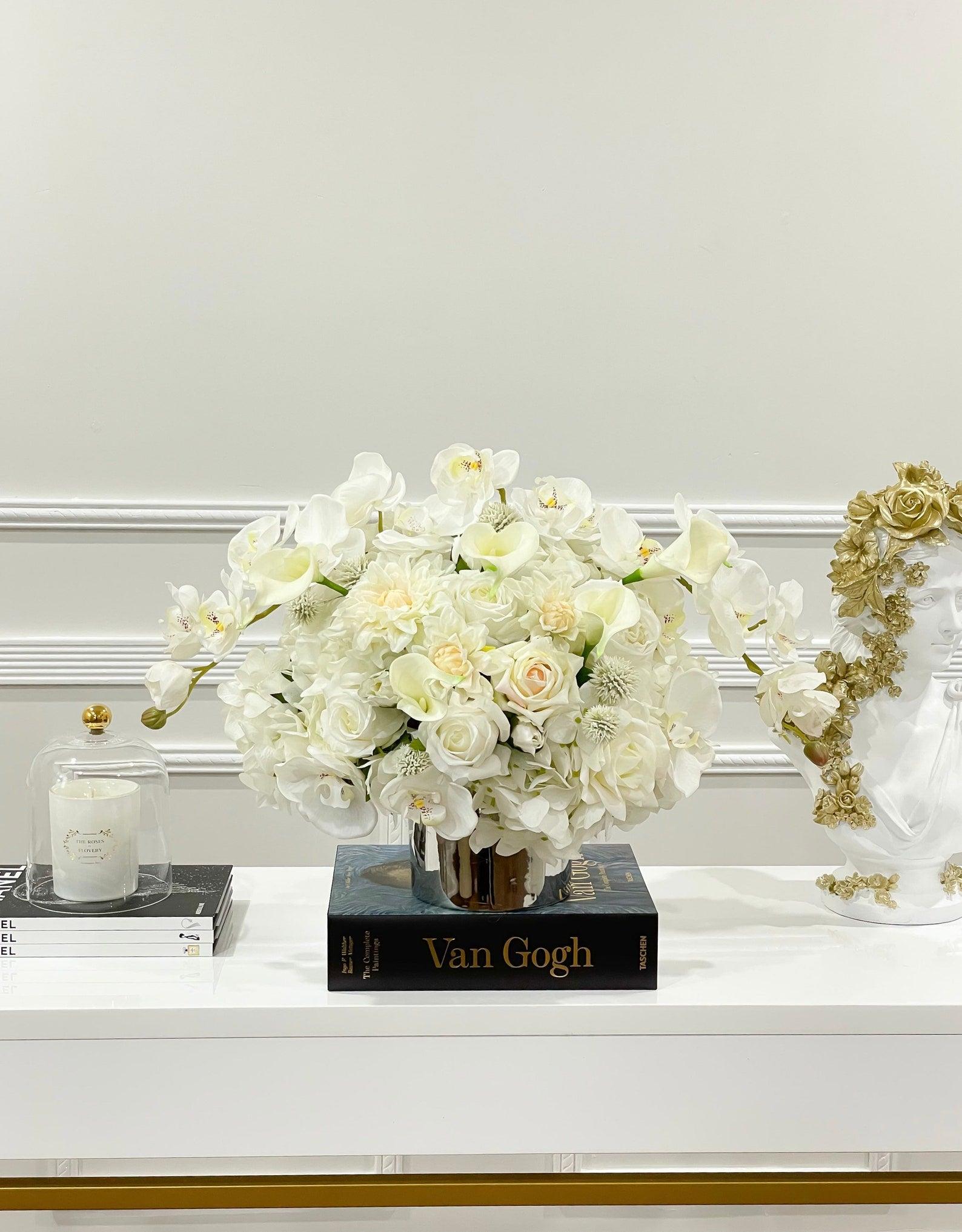 White XX-Large Exclusive Real Touch Centerpiece Arrangement - Flovery Main image