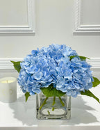 Real Touch Hydrangea Large Arrangement In Glass Vase - Flovery