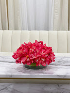 Magenta Orchids Centerpiece Arrangement In Glass Vase - Flovery