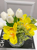 Real Touch Tulips and Orchids French Country Arrangement. - Flovery