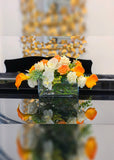 Orange Calla Lily White Rose Orchid Arrangement