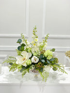 Large Real Touch Silk White Magnolia in A Goblet Glass Vase - Flovery