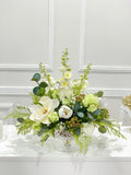 Large Real Touch Silk White Magnolia in A Goblet Glass Vase - Flovery