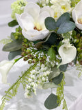 Large Real Touch Silk White Magnolia in A Goblet Glass Vase - Flovery