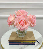 Elegant Real Touch Large Rose Arrangement in Glass Vase - Flovery