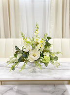 Large Real Touch Silk White Magnolia in A Goblet Glass Vase - Flovery