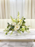 Large Real Touch Silk White Magnolia in A Goblet Glass Vase - Flovery