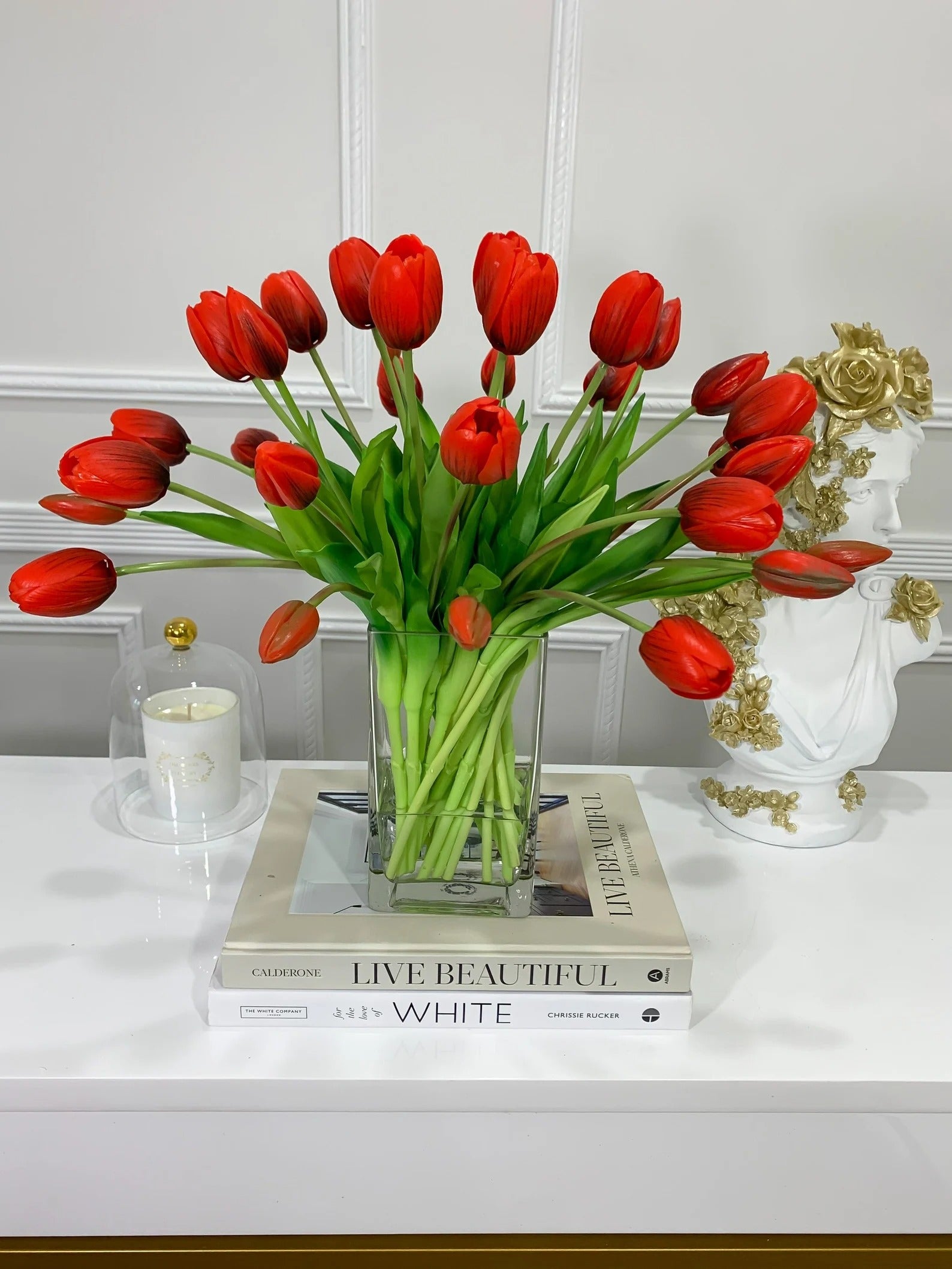 Large Elegant Real Touch Tulips Tall Arrangement