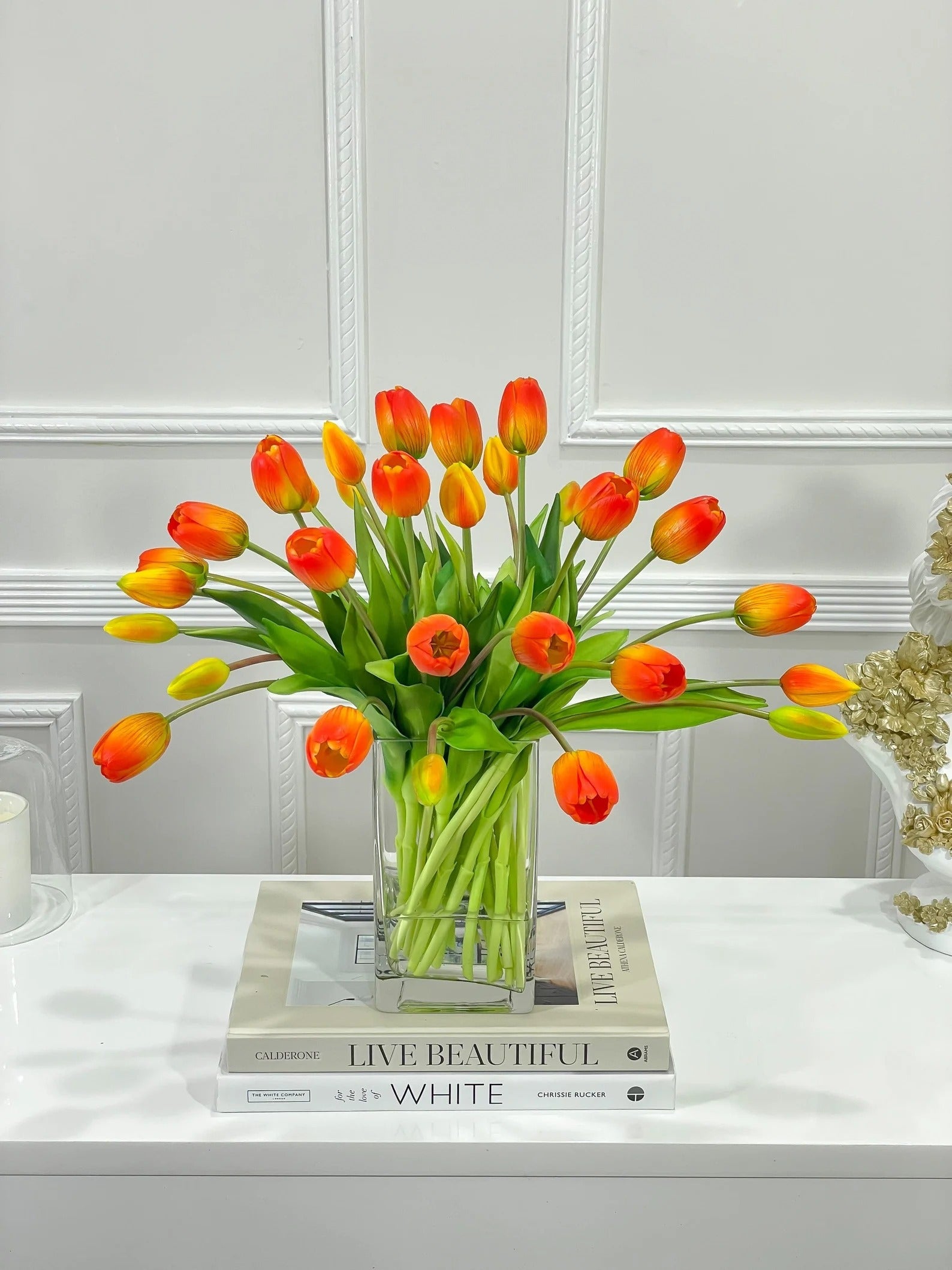 Large Elegant Real Touch Tulips Tall Arrangement - Flovery