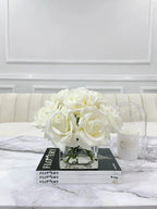 Premium Real Touch Forever White Roses Arrangement - Flovery