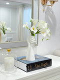 White Calla Lilies Real Touch Arrangement in White Hand Vase
