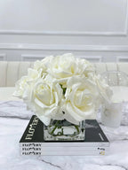 Premium Real Touch Forever White Roses Arrangement - Flovery