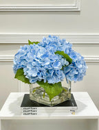 Real Touch Hydrangea Large Arrangement In Glass Vase - Flovery