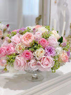 X-Large Real Touch Pink Rose Faux Floral Centerpiece - Flovery
