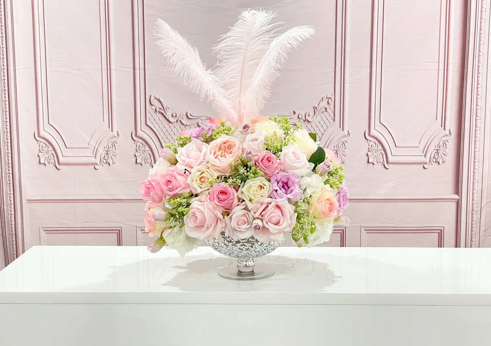 X-Large Real Touch Pink Rose Faux Floral Centerpiece - Flovery