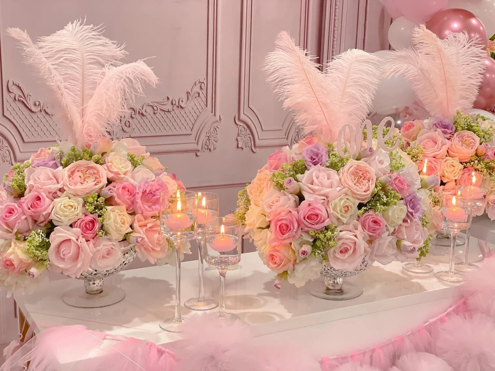X-Large Real Touch Pink Rose Faux Floral Centerpiece - Flovery