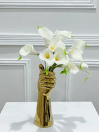 Real Touch Calla Lilies Arrangement in Gold Hand Vase