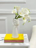 White Calla Lilies Real Touch Arrangement in White Hand Vase