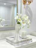 White Calla Lilies Real Touch Arrangement in White Hand Vase