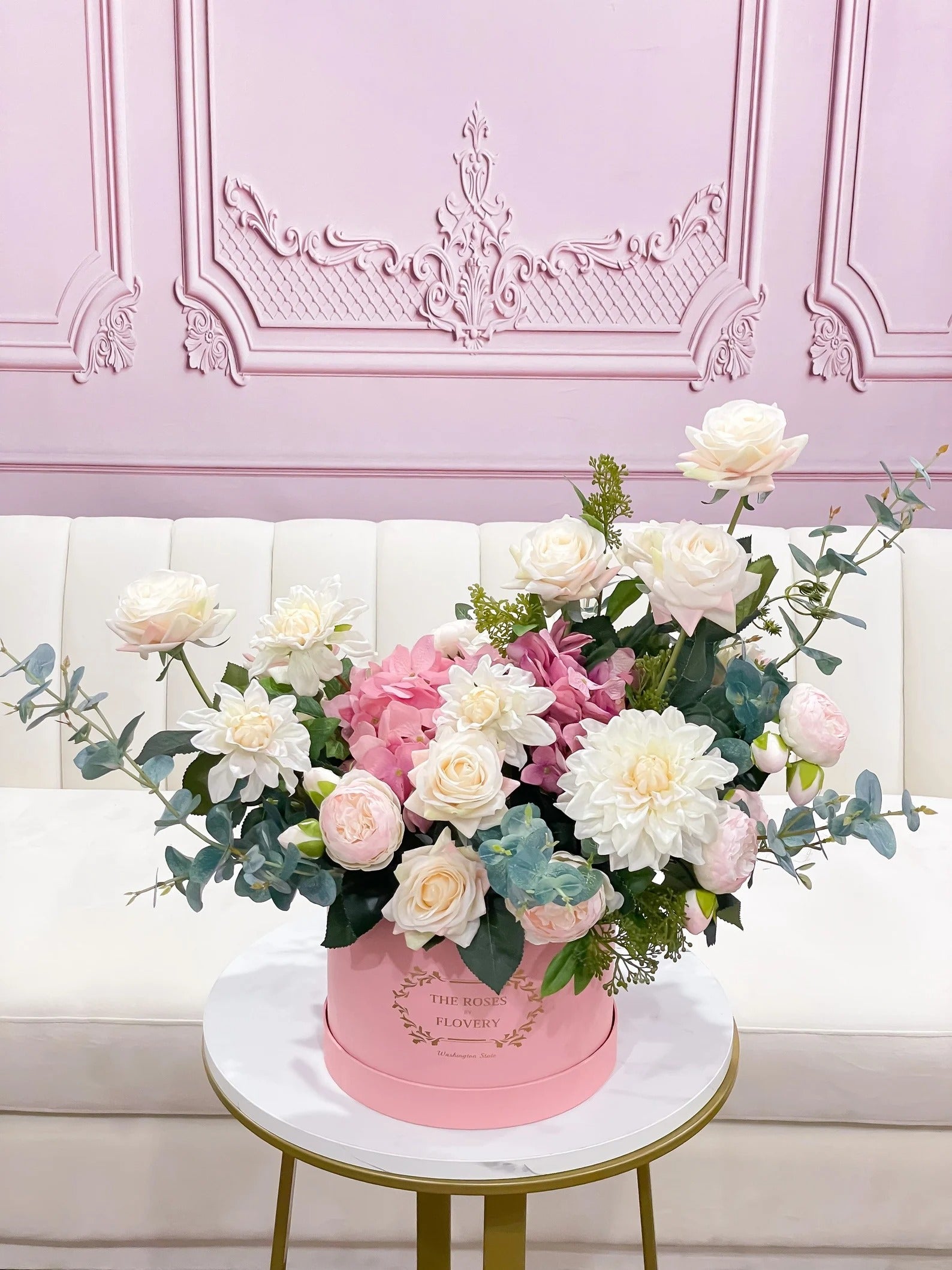 Pink Faux Floral Centerpiece In Flovery Signature Box Secondary image
