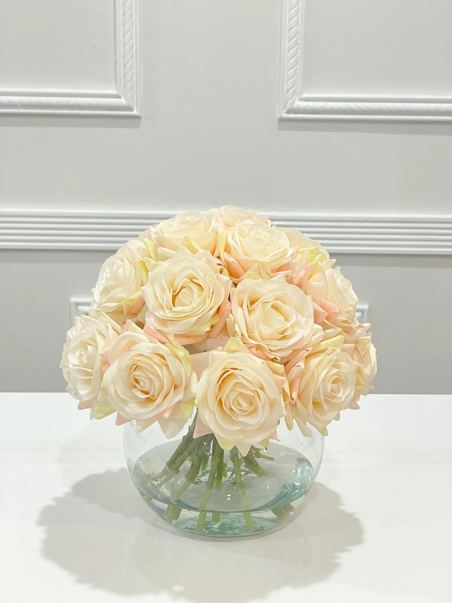 Real Touch White Rose Centerpiece Round Vase Main image