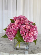 Real Touch Hydrangea Large Arrangement In Glass Vase - Flovery