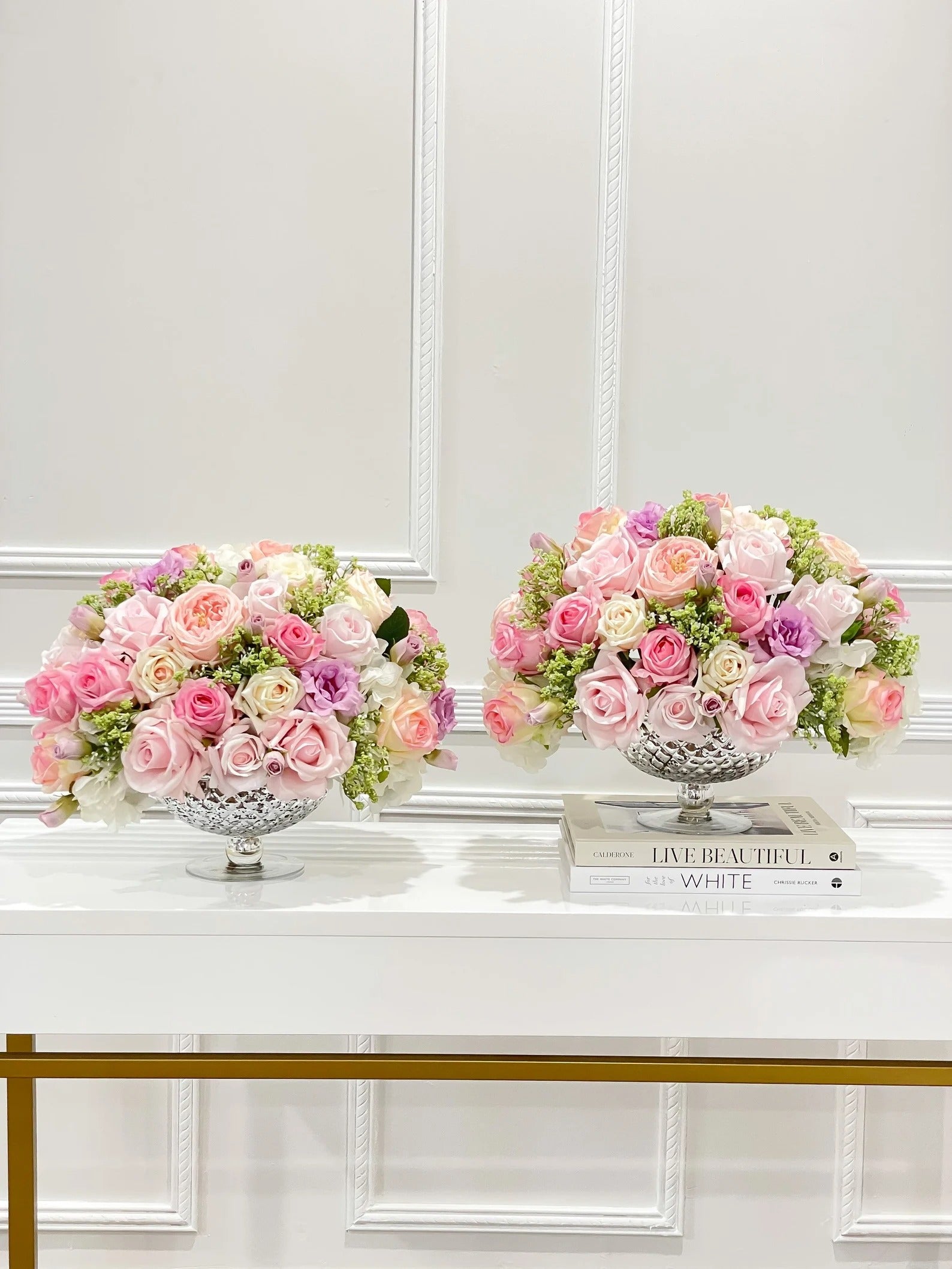 X-Large Real Touch Pink Rose Faux Floral Centerpiece - Flovery